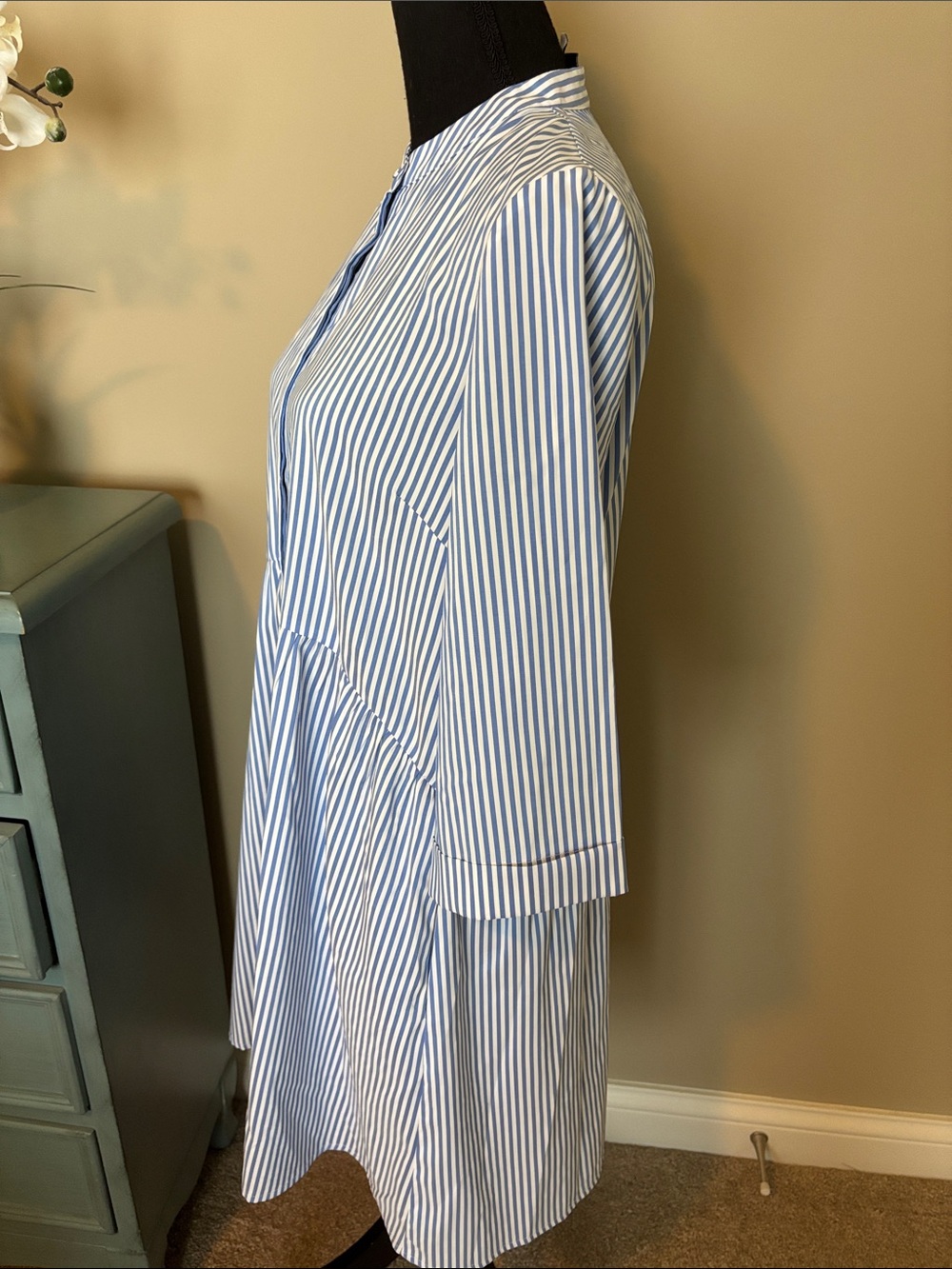 TUCKERNUCK Blue Stripe Royal Button Down Shirt Dress. Roomy Size Medium. EUC - Picture 7 of 12